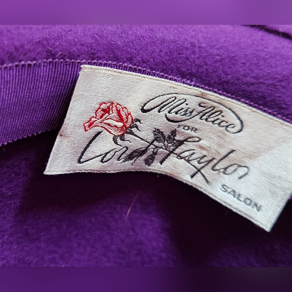 60s LORD & TAYLOR Purple Mohair Soft Luxury MISS ALICE Hollywood Movie Star Hat - Picture 16 of 16